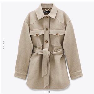 Zara button front tie waist Shacket